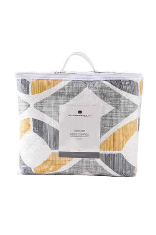 Cubrecama Quilt Estampado Sherpa Extra Cálido Chantilly 1.5 Plazas Gris Marengo