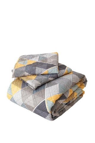 Cubrecama Quilt Estampado Sherpa Extra Cálido Chantilly King Gris Marengo