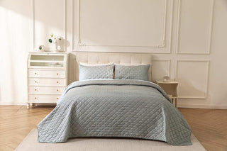 Cubrecama Quilt Sherpa Extra Cálido Chantilly 1.5 Plazas Gris Plata