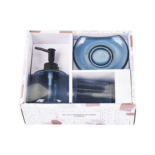 Set Vidrio Baño 3 Pcs Ilusión Gris