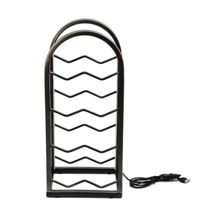 Cava Vertical para Vinos con Luz LED USB de Fierro Negra 45,5 cm