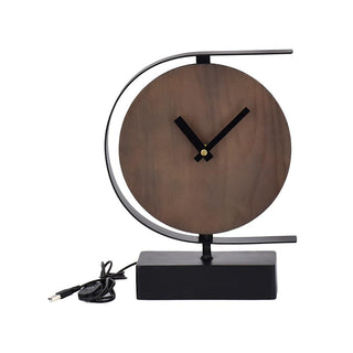 Reloj de Mesa LED USB Diseño Moderno Fierro y Madera 28,5 cm