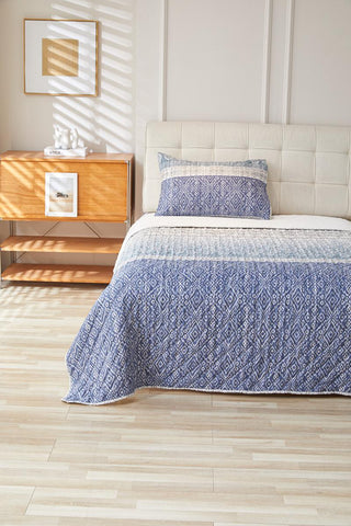 Quilt Sherpa Estampado Blue Frames King