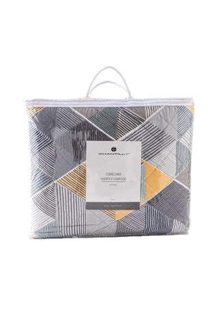 Cubrecama Quilt Estampado Sherpa Extra Cálido Chantilly 1.5 Plazas Gris Marengo