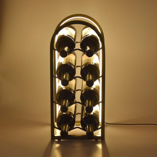 Cava Vertical para Vinos con Luz LED USB de Fierro Negra 45,5 cm