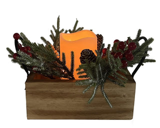 Arreglo Navideño con Vela LED 26,5 cm