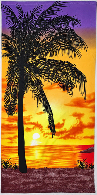 Toalla de Playa de Microfibra Estampada Atardecer Tropical 70 x 140 cm