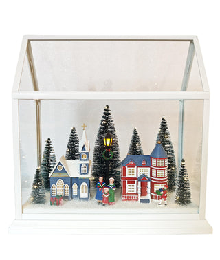 Villa Navideña Transparente Luz y Música 33 cm