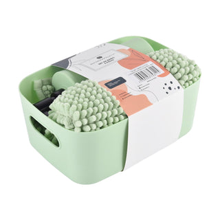 Set Baño 4 Pcs Canasto+Piso+Dispen. Verde