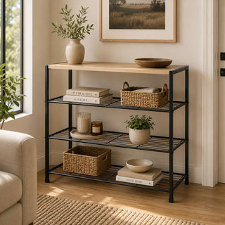 Arrimo Organizador 4 Niveles Madera y Metal 63x30x63 cm
