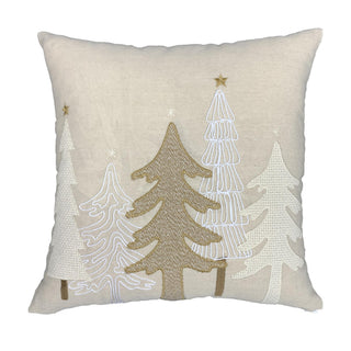 Funda Cojín Pinos Bordados Beige 40x40 cm