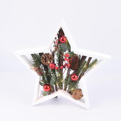 Deco Mad Led Estrella C/Esferas Rojas 36X4,5Cm 54