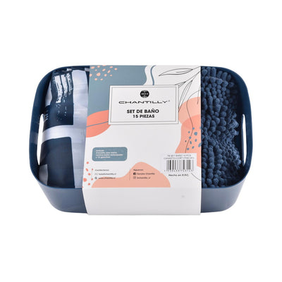 Set Baño 15 Pcs Canasto+Cort+Piso #16