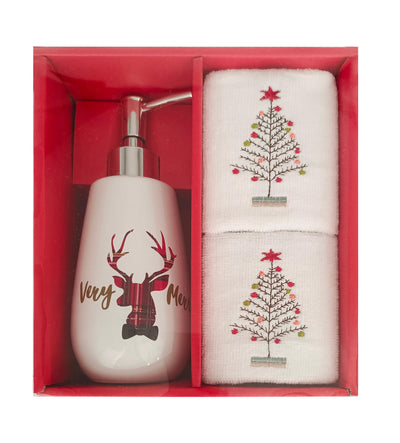 Set 2 Toallas + Dispens. Jabon Reno Arb 28X43Cm
