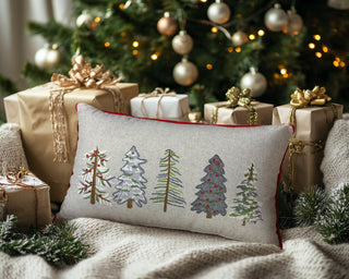 Funda Cojín Pinos Bordados 30x45 cm