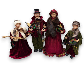 Set 4 Figuras Coro Navideño Luz Música 35-45 cm