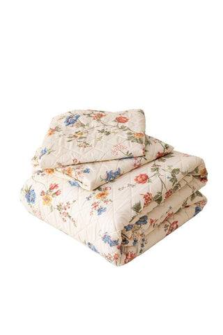 Cubrecama Quilt Estampado Sherpa Extra Cálido Chantilly 2 Plazas Beige