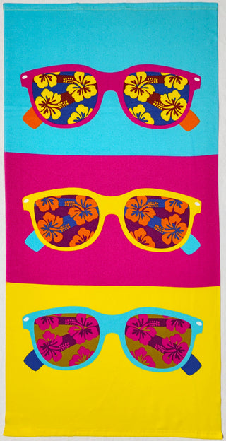 Toalla de Playa de Microfibra Estampada Gafas Tropicales 70 x 140 cm
