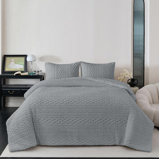 Plumón Trenza Sherpa Extra Cálido Chantilly 2 Plazas Gris Plata