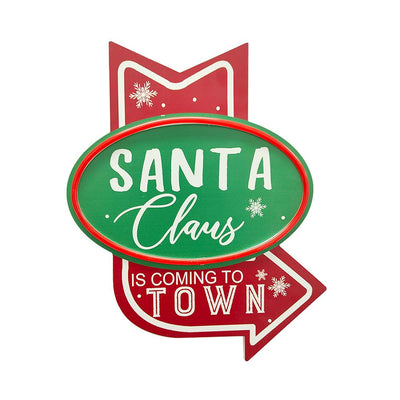 Deco Letrero C/Led Santa Claus Town 33X40X1,2Cm 16