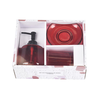Set Vidrio Baño 3 Pcs Ilusión Burdeos