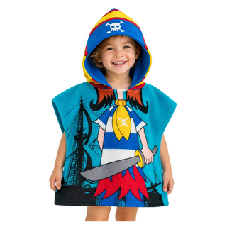 Poncho Infantil de Microfibra con Capucha Diseño Pirata 60 x 120 cm