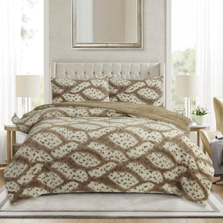 Plumón Animal Print Sherpa Extra Cálido Chantilly King Gris Intenso