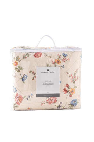 Cubrecama Quilt Estampado Sherpa Extra Cálido Chantilly 2 Plazas Beige