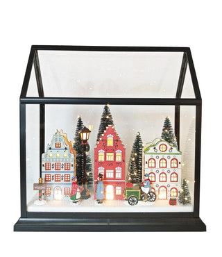 Villa Navideña Transparente Luz y Música XL 33 cm