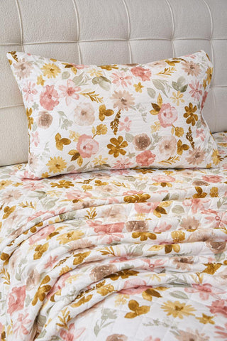 Quilt Sherpa Estampado Flores 2 plazas