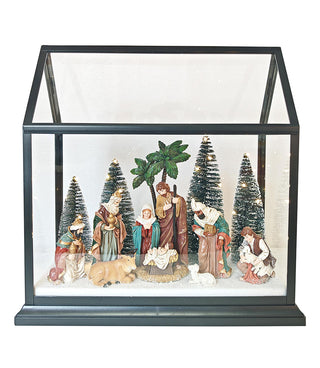 Pesebre Navideño Transparente Luz y Música 33 cm