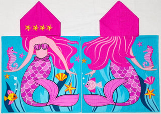 Poncho Infantil de Microfibra con Capucha Diseño Sirena 60 x 120 cm