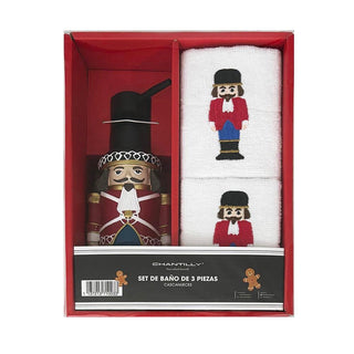 Set 2 Toallas + Dispens. Jabon Cascanueces 28X43Cm