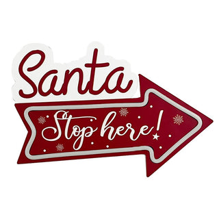 Deco Letrero C/Led Santa Stop Here 30X24Cm 16A