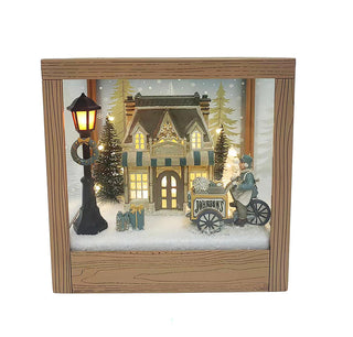 Casa Navideña Transparente Luz y Música 16 cm