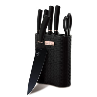 Set de 7 cuchillos de Cocina 7 piezas Con soporte Cobre