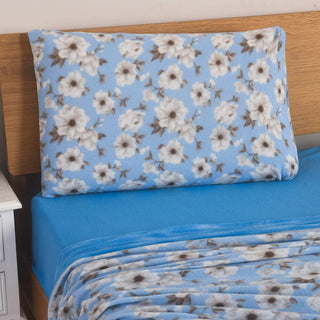 Juego de Sábanas Estampado Polar Térmico Chantilly King Celeste