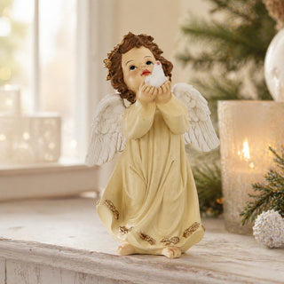 Ángel Navideño con Paloma Marfil 20 cm
