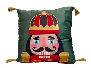 Funda Cojín Cascanueces Pom Pom Verde 45x45 cm