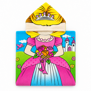 Poncho Infantil de Microfibra con Capucha Diseño Princesa 60 x 120 cm