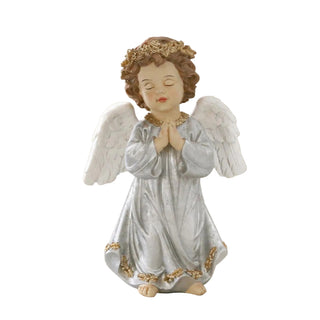 Ángel Navideño Rezando Plateado 20 cm