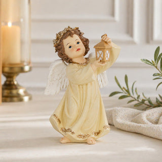 Ángel Navideño con Farol Marfil 20 cm