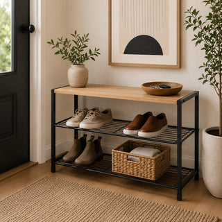 Arrimo Organizador 3 Niveles Madera y Metal 63x30x43 cm