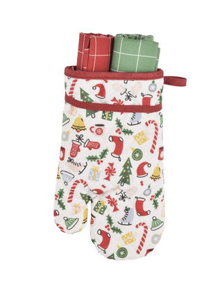 Set Regalo 2 Paños y Guante Navidad 40x60 cm