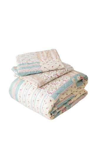 Cubrecama Quilt Estampado Sherpa Extra Cálido Chantilly King Beige