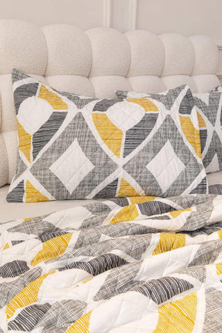 Cubrecama Quilt Estampado Sherpa Extra Cálido Chantilly 1.5 Plazas Gris Marengo