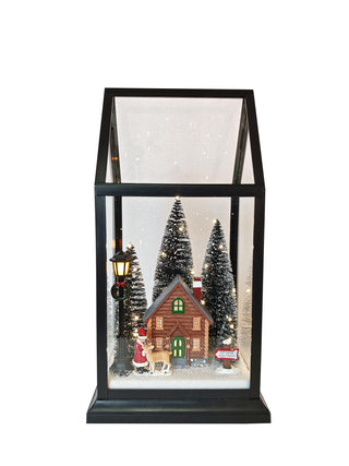 Casa Navideña Transparente Luz y Música 33 cm