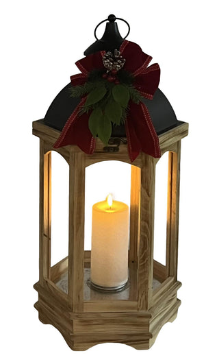 Farol Navideño Hexagonal XL Vela LED 61 cm
