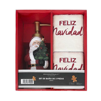 Set 2 Toallas + Dispens. Jabon Santa 28X43Cm