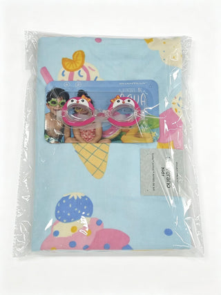 Set de Playa Infantil Toalla Microfibra 70x140 cm + Lentes de Natación Rosado